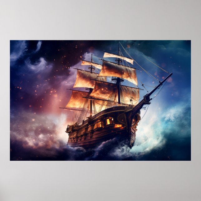 Pirates Ship Otherworldly Dimension Fantastic Art Poster (Front)