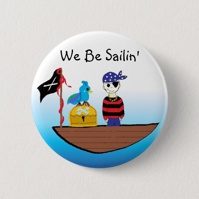 Pirates Ship With Treasure Pinback Button (Front)