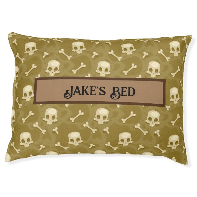 Pirates/Skull & Cross Bones dog bed. Editable. Pet Bed (Front)