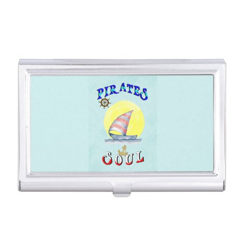 Pirates Soul Sailboat Nautical Sailing Business Card Case