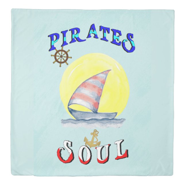 Pirates Soul Sailboat Nautical Sailing Duvet Cover (Front)