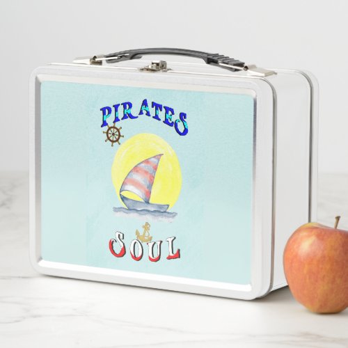 Pirates Soul Sailboat Nautical Sailing Metal Lunch Box