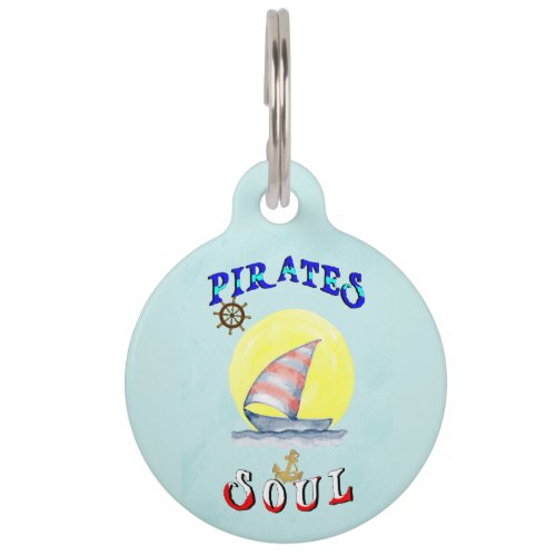 Pirates Soul Sailboat Nautical Sailing Pet ID Tag