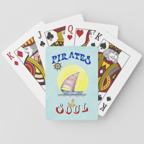 Pirates Soul Sailboat Nautical Sailing Playing Cards
