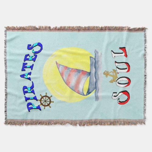 Pirates Soul Sailboat Nautical Sailing Throw Blanket