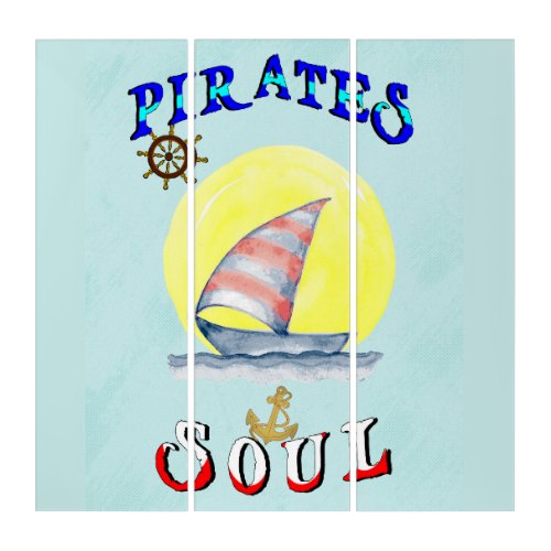 Pirates Soul Sailboat Nautical Sailing Triptych