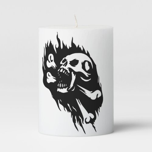 Pirates Theme Screaming Skull Pillar Candle