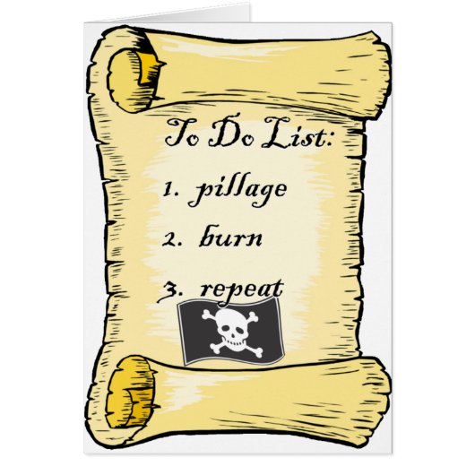Pirate's To Do List Cards (Front)