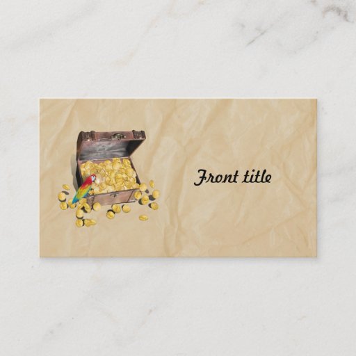 Customizable Pirate's Treasure Chest on Crinkle Paper Business Card Templates