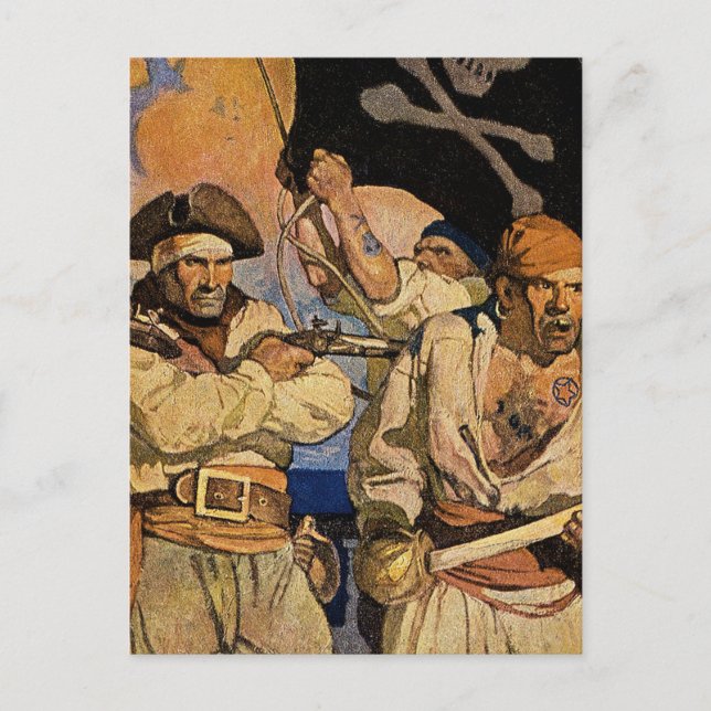 “Pirates” Treasure Island Cover by NC Wyeth Postcard (Front)