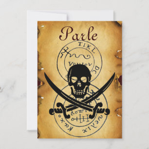 PIRATES TREASURE MAPS ,SKULL AND CROSSED SWORDS ANNOUNCEMENT