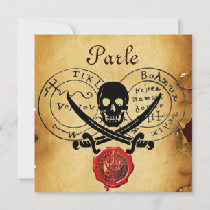 PIRATES TREASURE MAPS ,SKULL AND CROSSED SWORDS INVITATION