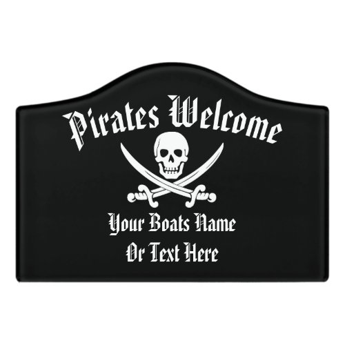 Pirates welcome jolly roger skull door sign