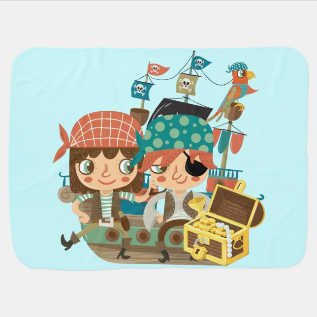 Pirates With Treasure Baby Blanket (Horizontal)