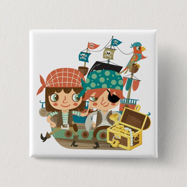 Pirates With Treasure Pinback Button (Front)