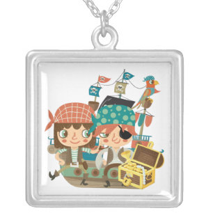 Pirates With Treasure Silver Plated Necklace