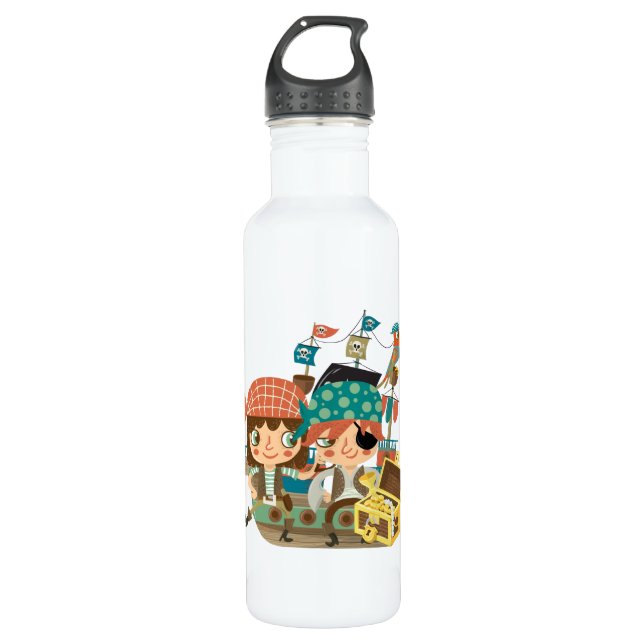 Pirates With Treasure Stainless Steel Water Bottle (Front)