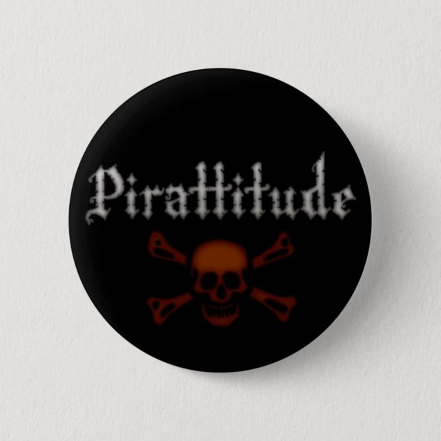 Pirattitude Blood Jolly Roger Pinback Button (Front)
