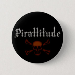 Pirattitude Blood Jolly Roger Pinback Button