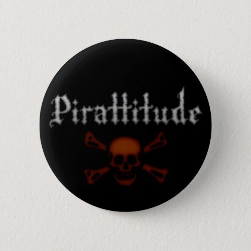 Pirattitude Blood Jolly Roger Pinback Button