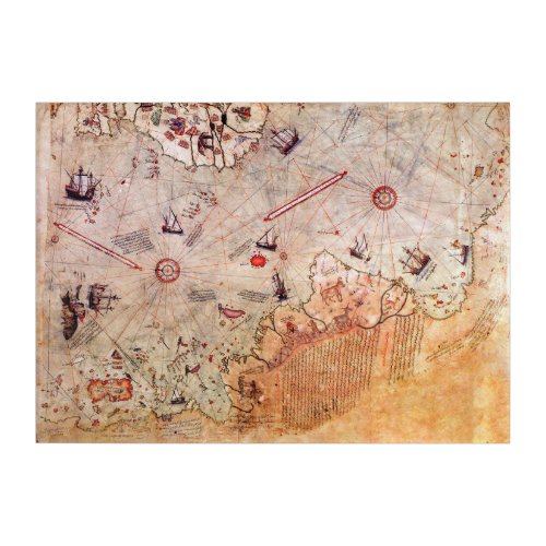 piri reis ancient map history mystery vintage Anta Acrylic Print
