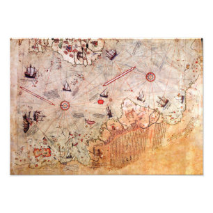 piri reis ancient map history mystery vintage Anta Photo Print