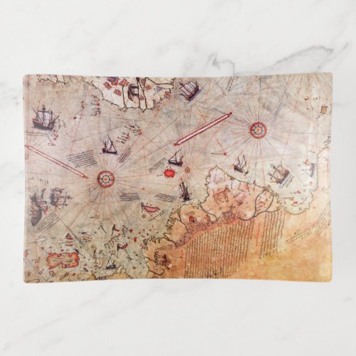 piri reis ancient map history mystery vintage Anta Trinket Tray