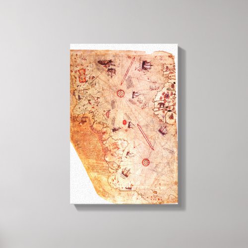 Piri Reis Ancient World Map on Canvas Wrap