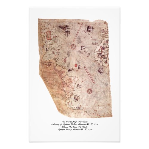 Piri Reis Old World Map Photo Print