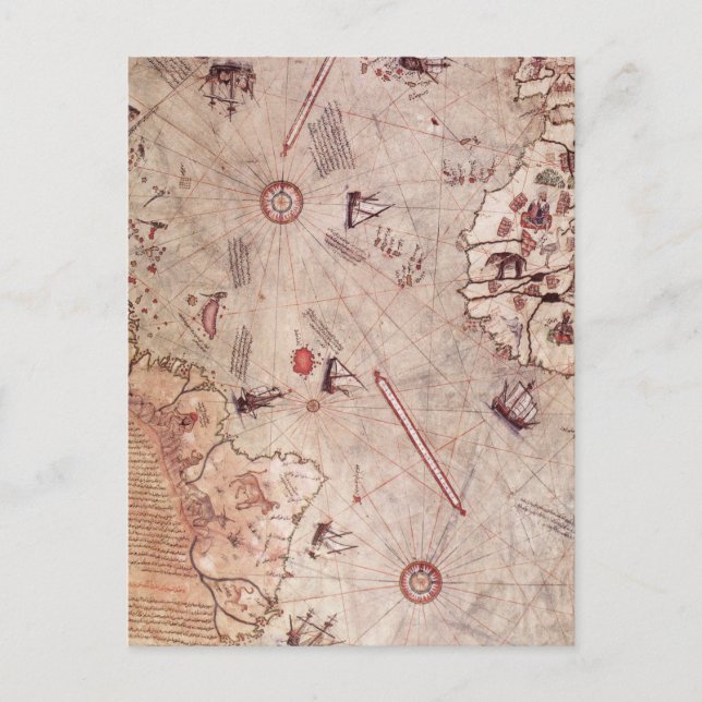 Piri Reis Old World Map Postcard (Front)