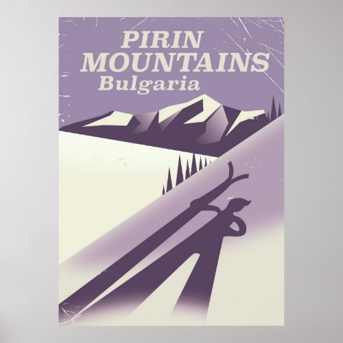 Pirin Mountains Bulgaria ski poster
