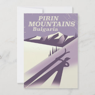 Pirin Mountains Bulgaria ski poster Invitation