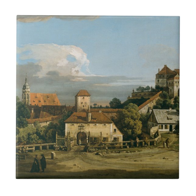 Pirna- The Obertor from the South Bernar Bellotto Ceramic Tile (Front)