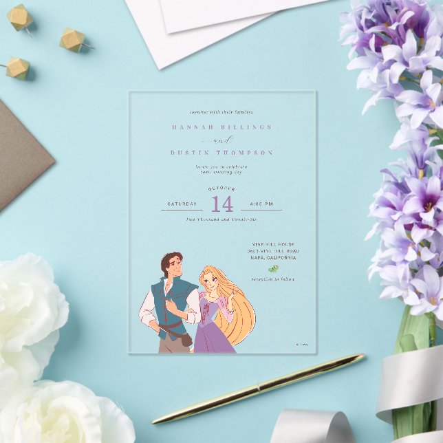 Pirncess Rapunzel and Flynn Rider Wedding Acrylic Invitations (Insitu (Wedding))