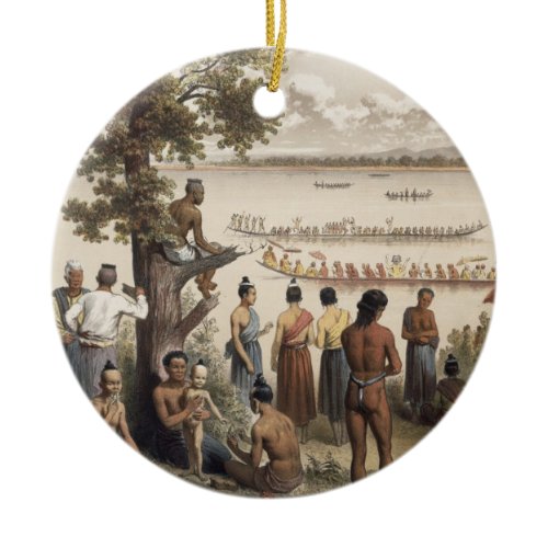 Pirogue races on the Bassac River, detail from 'At Ceramic Ornament