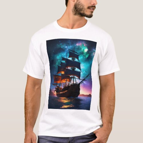 pirote ship design and biker poster design T_Shirt
