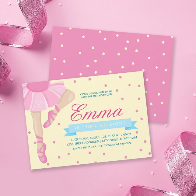 Pirouette Pink Ballerina Birthday Invitation (Creator Uploaded)