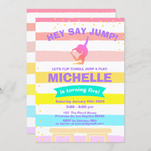 Pirouette Rainbow Ballerina Gymnastics Birthday Invitation