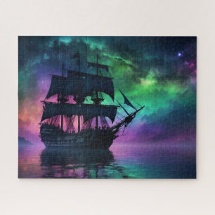 Pirtate Galleon Beneath the Haunted Stars Jigsaw Puzzle
