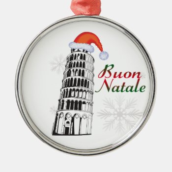 Pisa Buon Natale Santa Hat Metal Ornament by christmasgiftshop at Zazzle