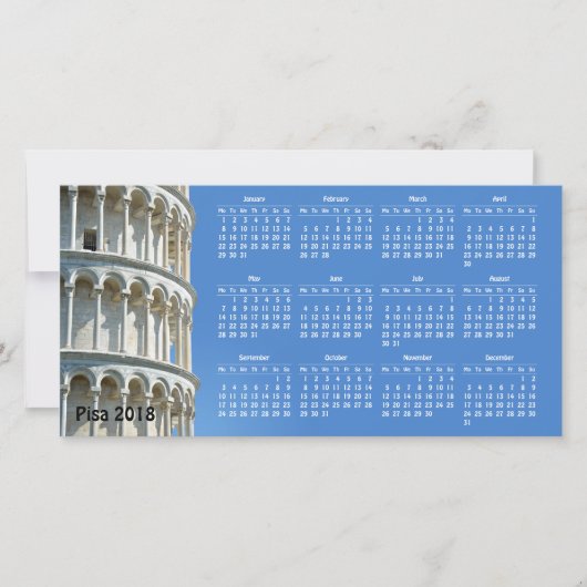 Pisa, Italy 2018 calendar (Front)