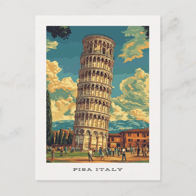 Pisa Italy Leaning Tower Travel Postcard (Front)