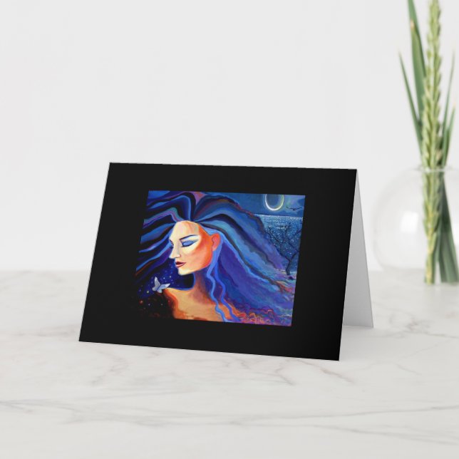 Piscean Moon - Mermaid Goddess Greeting Card (Front)