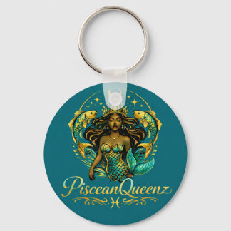 Piscean Queen Teal Shower Curtain Keychain