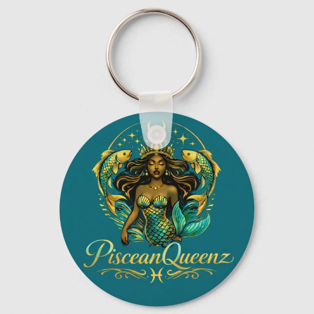 Piscean Queen Teal Shower Curtain Keychain (Front)