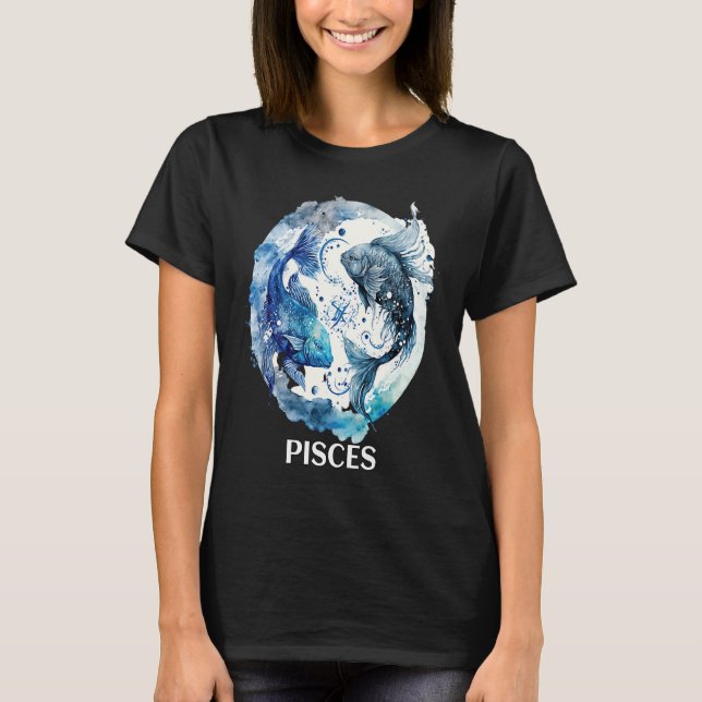 Pisces 2 Fishes Zodiac Sign Astrological Water Nep T-Shirt (Front)
