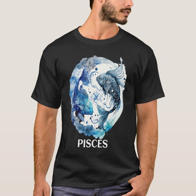 Pisces 2 Fishes Zodiac Sign Astrological Water Nep T-Shirt (Front)