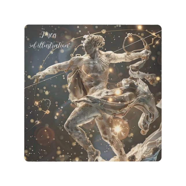 Pisces 3d illustration metal print (Front)