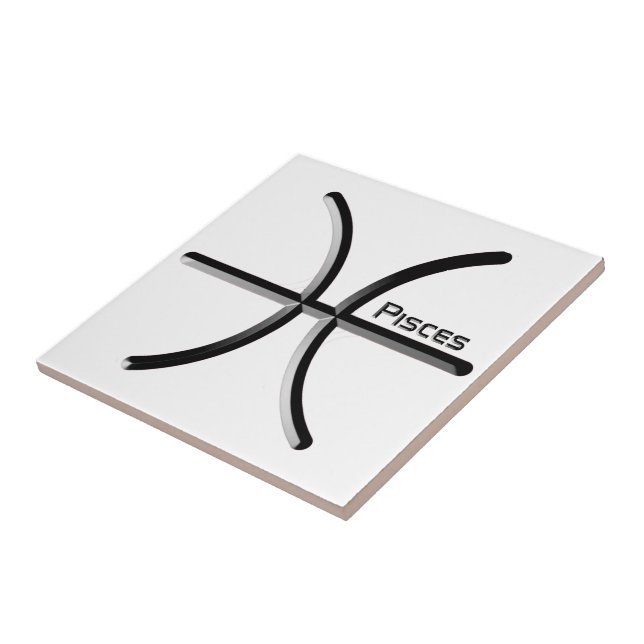 PISCES, Abstract Design of the Zodiac Sign,  T-Shi Ceramic Tile (Side)