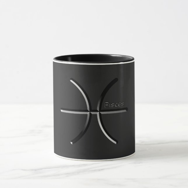 PISCES, Abstract Design of the Zodiac Sign,  T-Shi Mug (Center)